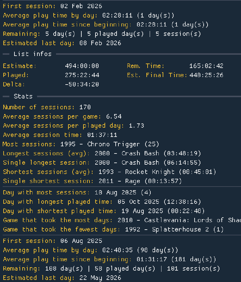 The stats panel on the right of the application