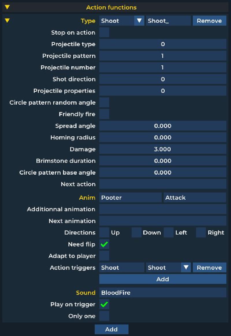 All the parameters available to make an enemy shoot